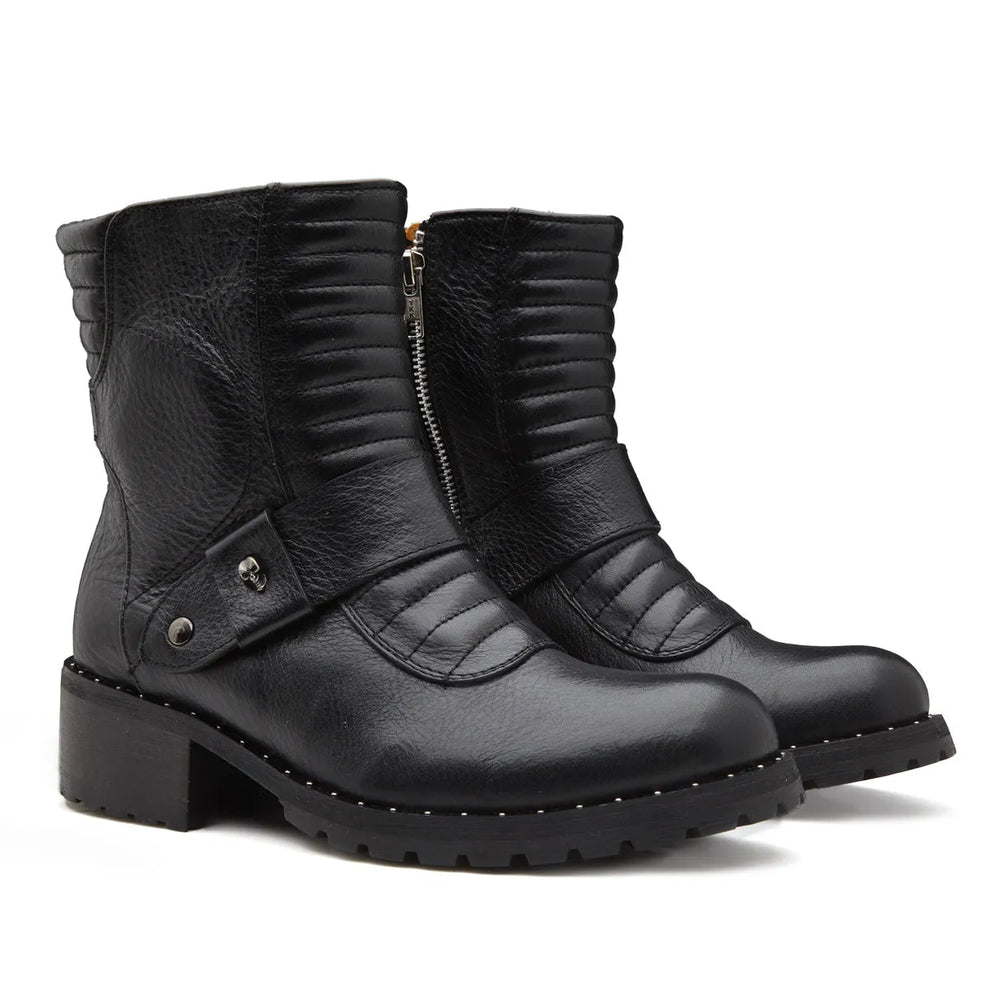 Black motorcycle boots for women