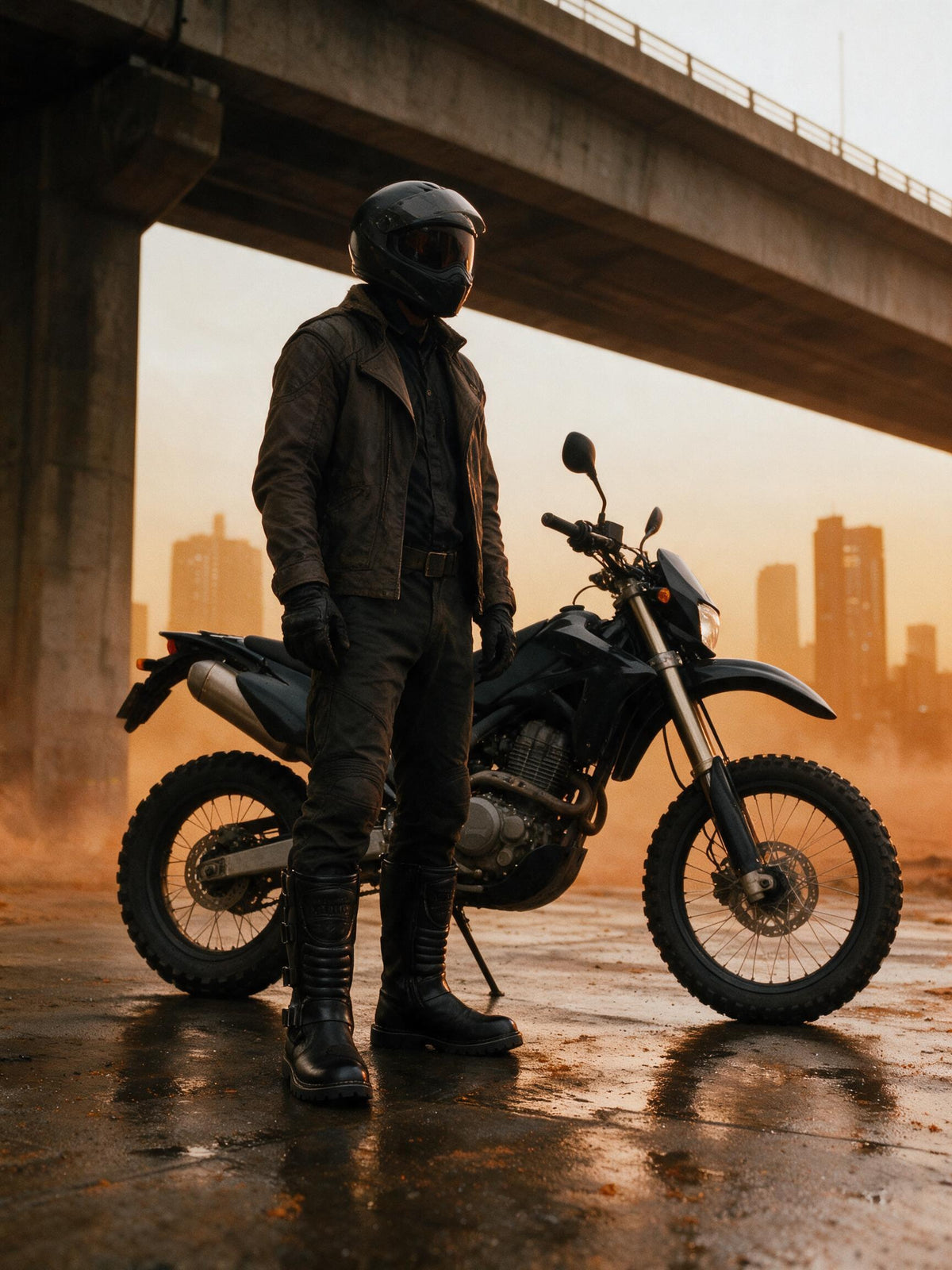 Deckard biker boots — retrato de motociclista