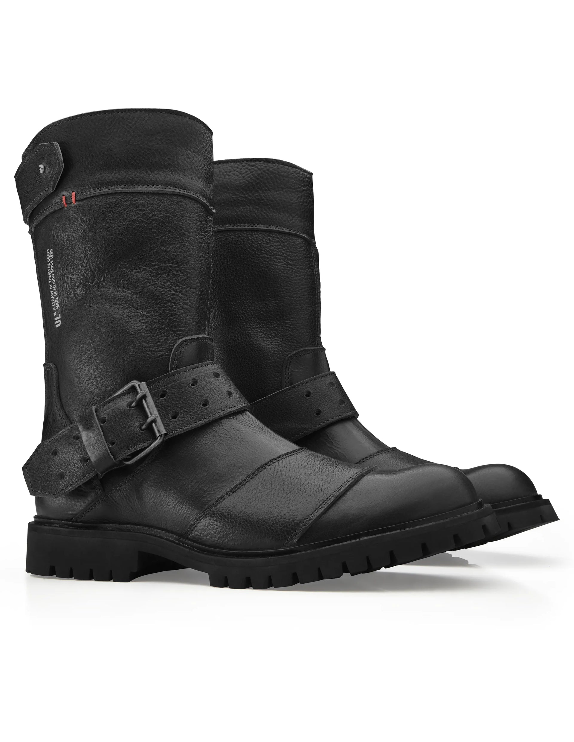 McGregor Black Leather Motorcycle Boots for Men - UMBERTO LUCE