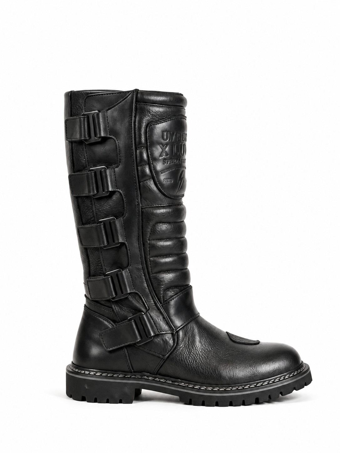 Deckard biker boots — vista lateral derecha sobre fondo blanco puro