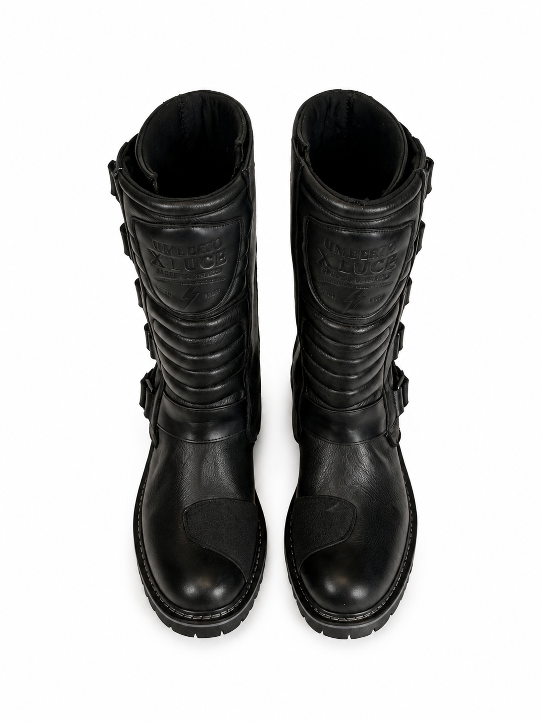 Deckard biker boots — par en vista superior sobre fondo blanco