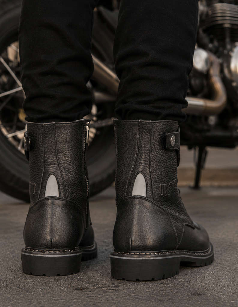 Rooney black motorcycle boots